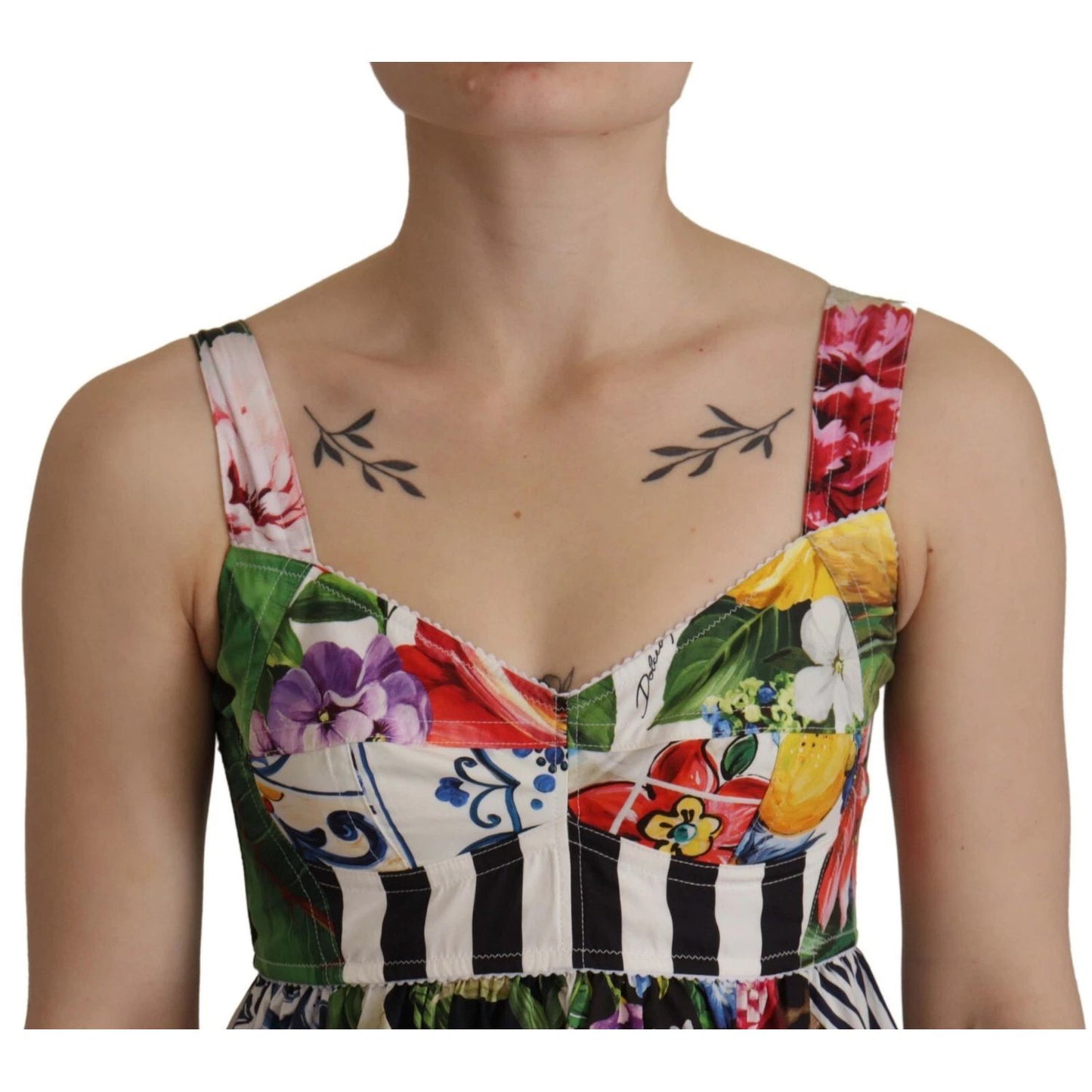 Dolce & Gabbana Multicolor Poplin Floral Mini Flared Dress