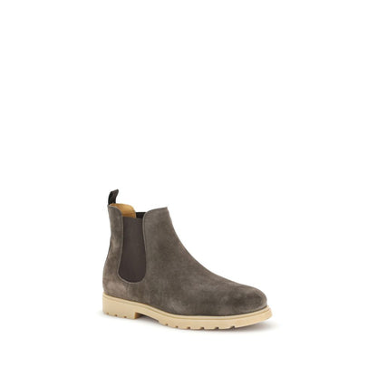 Kiton Brown Rubber Chelsea Boots with suede leather and elastic sides, ideal for formal and casual wear in AW25 season.