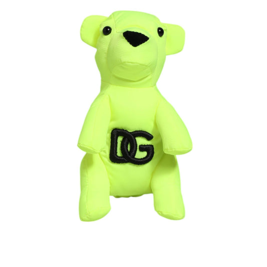 Dolce & Gabbana Neon Green Bear Embroidered Logo Men Keychain Clasp  Keyring