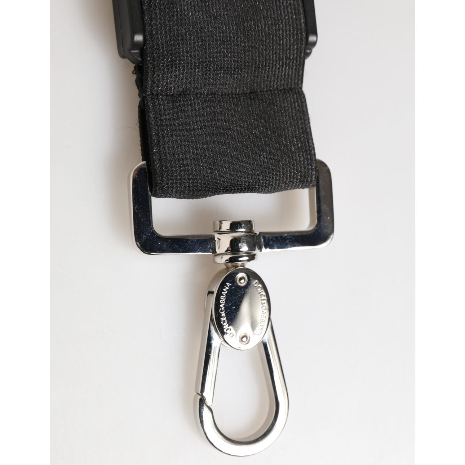 Dolce & Gabbana Black Polyester Stretch Rubberised DG Logo Men Keychain