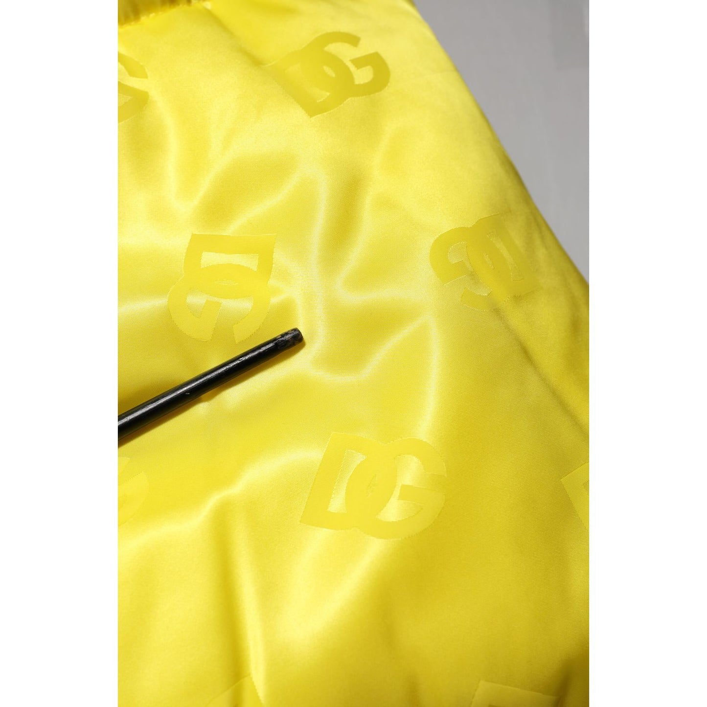 Dolce & Gabbana Yellow Nylon Logo Puffer Bomber Men Jacket