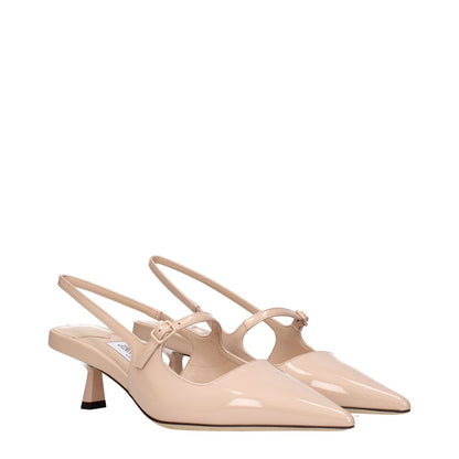 Jimmy Choo Pink Leather Mid Heel Pumps
