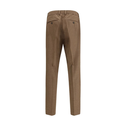 Back view of Cruna Brown Fleece Wool Casual Pants showcasing pockets and straight-leg silhouette.