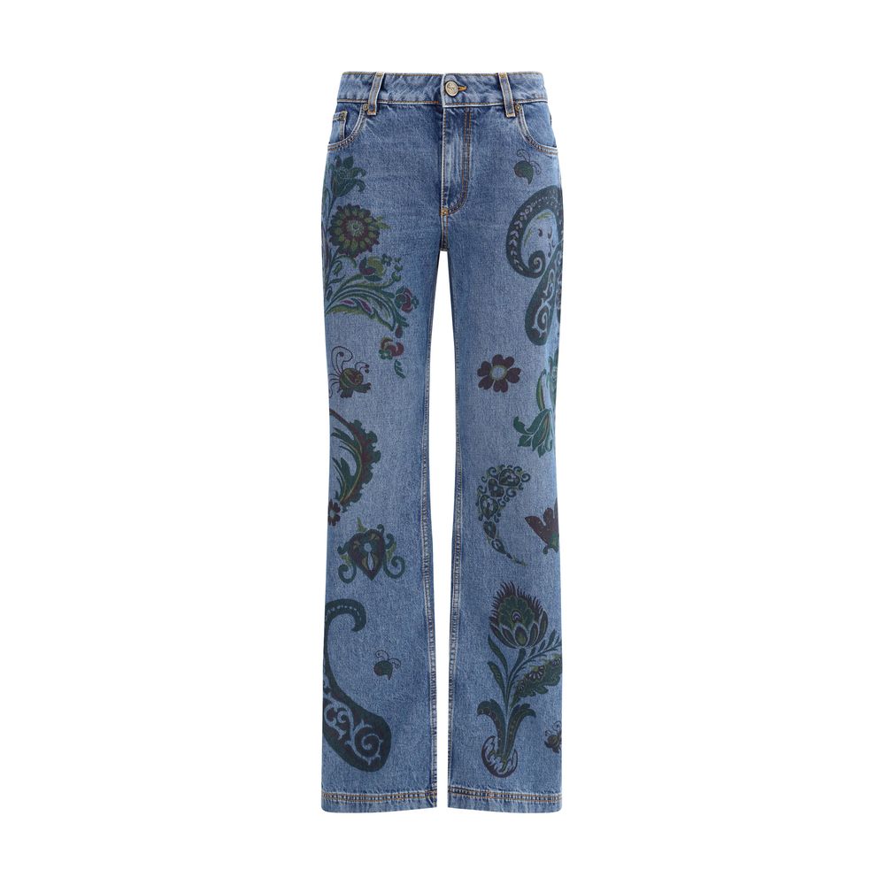 Etro Blue Cotton Flared Jeans