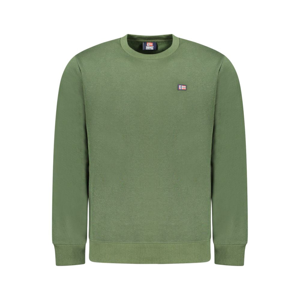 Norway 1963 Green Cotton Men Sweater with long sleeves and logo applique, ideal for casual streetwear and weekend comfort.