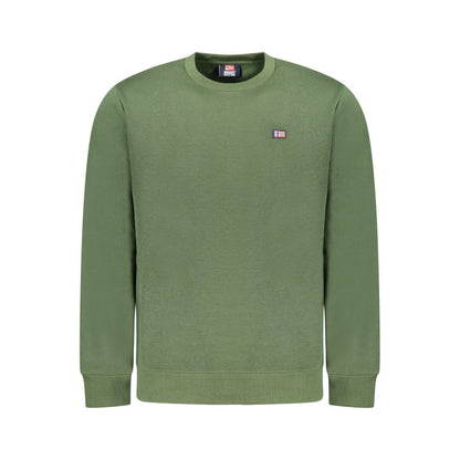 Norway 1963 Green Cotton Men Sweater with long sleeves and logo applique, ideal for casual streetwear and weekend comfort.