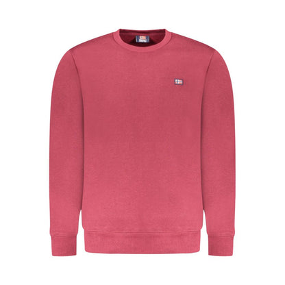 Norway 1963 Red Cotton Men Sweater with logo appliqué, long-sleeved, crew neck, stylish and cozy, ideal for men's wardrobe update