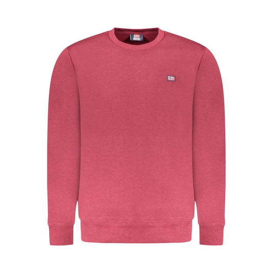 Norway 1963 Red Cotton Men Sweater with logo appliqué, long-sleeved, crew neck, stylish and cozy, ideal for men's wardrobe update