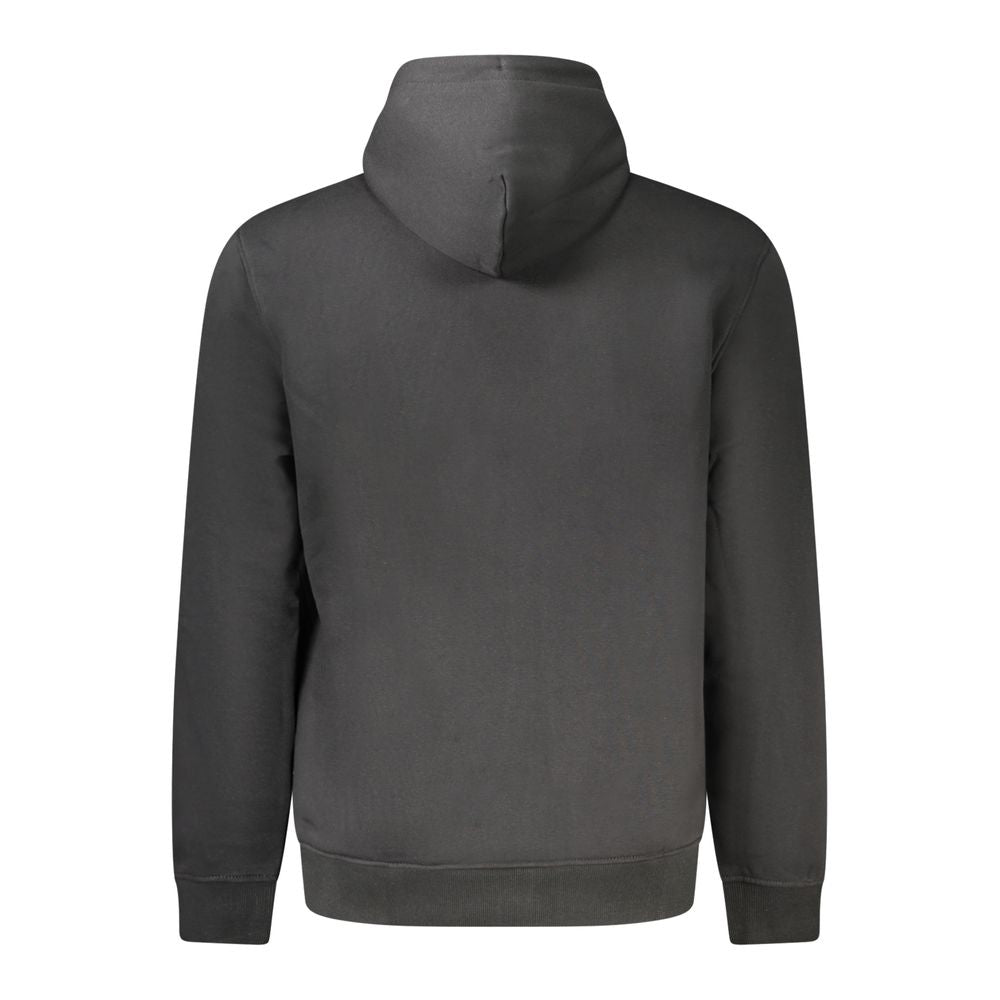 Back view of Tommy Hilfiger Black Cotton Men Hoodie showcasing simplicity and comfort