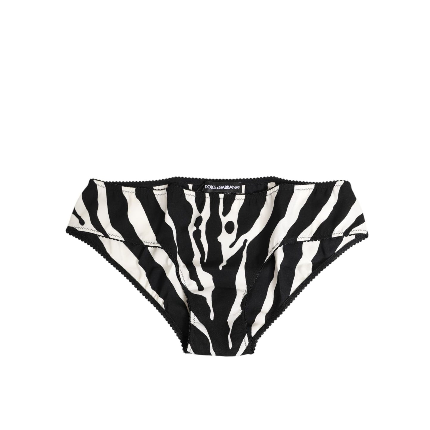 Dolce & Gabbana Black White Zebra Print Slip Briefs Underwear