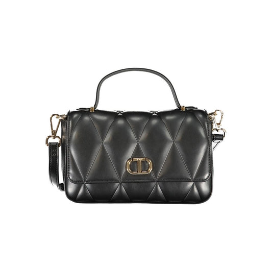 Twinset Black Polyethylene Women Handbag with elegant quilted design and shoulder strap