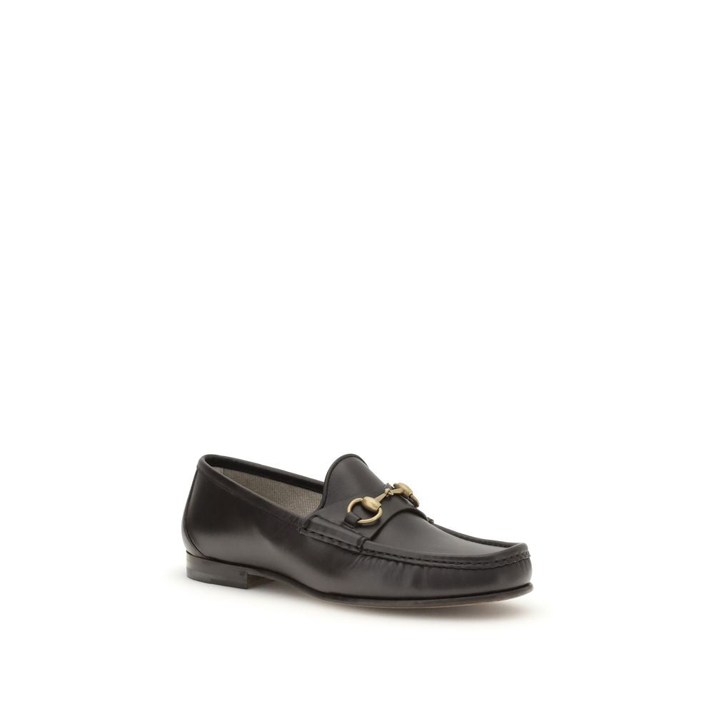 Gucci Brown Calf Leather Bos Taurus Slip-On Loafers
