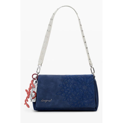 Alt Tag: Desigual Blue Polyethylene Women Handbag with unique embroidery and detachable strap for versatile use.