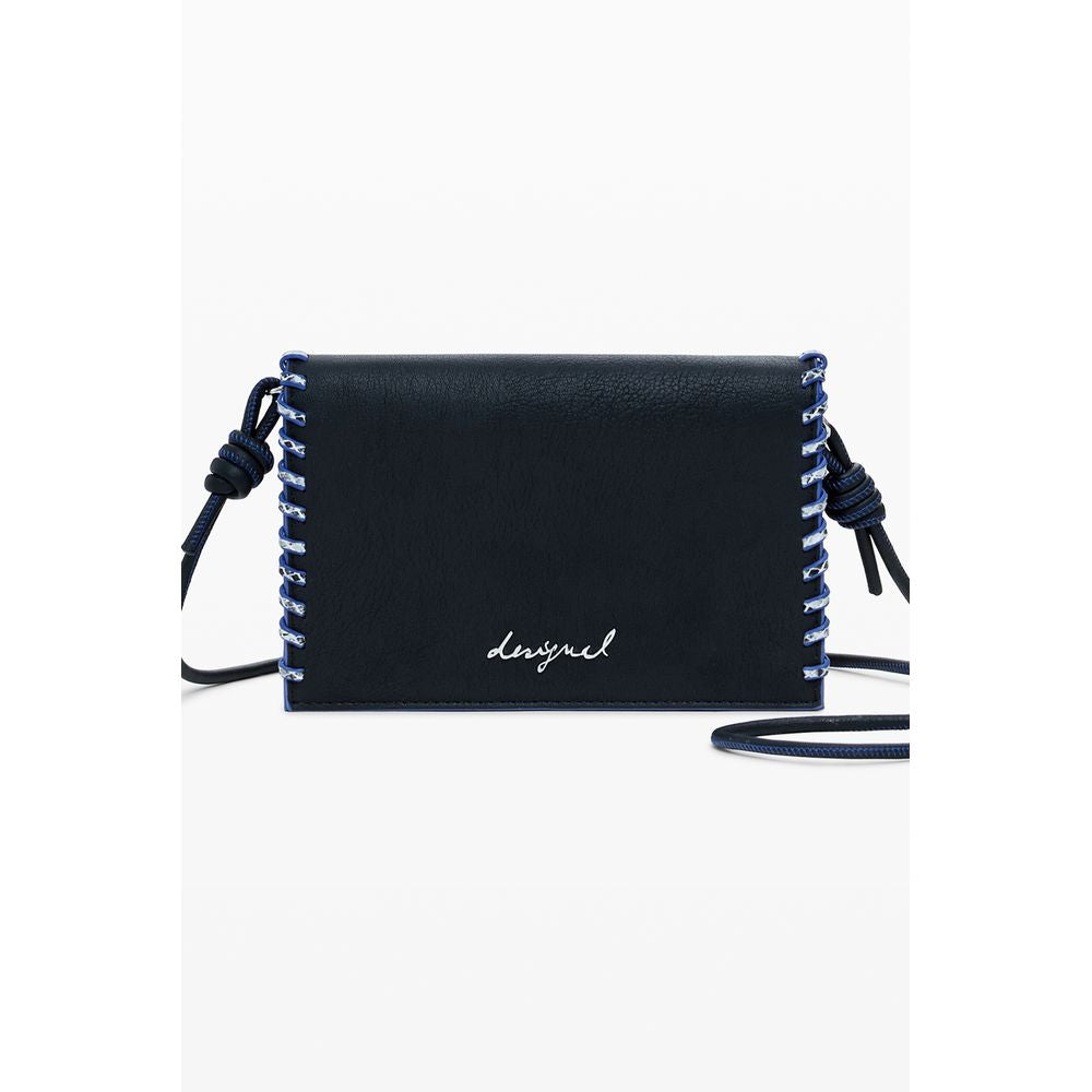 Desigual Black Polyethylene Women Wallet with removable strap and contrasting details.