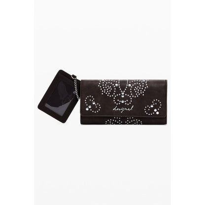 Desigual Brown Polyethylene Women Wallet with chic design and practical compartments, featuring removable card holder and coin purse.