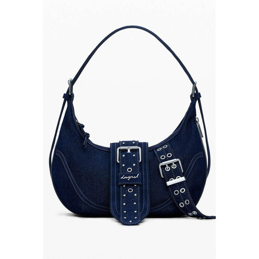 Desigual Blue Cotton Women Handbag with adjustable strap and internal pocket, showcasing a stylish and functional design.