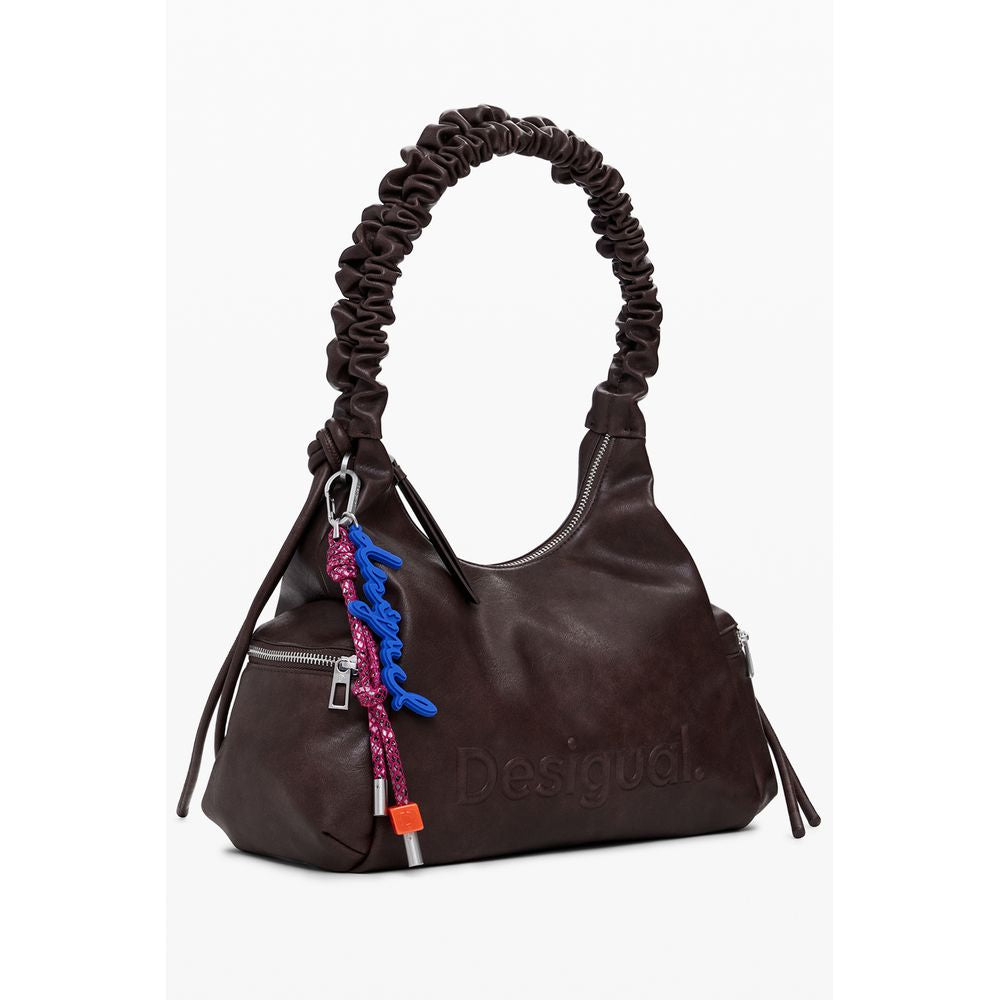 Desigual Brown Polyethylene Women Handbag with bold contrasting details and practical compartments.