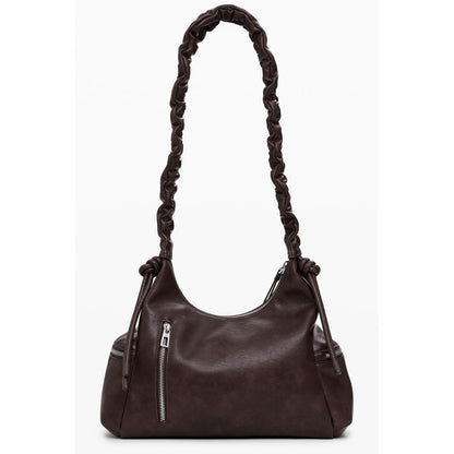 Desigual Brown Polyethylene Women Handbag with bold relief print and practical compartments, featuring a unique strap design.