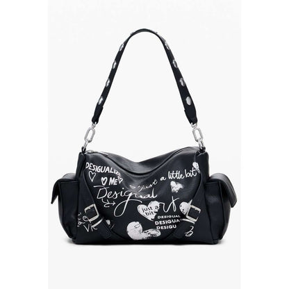 Desigual Black Polyethylene Women Handbag with Removable Handle and Adjustable Strap