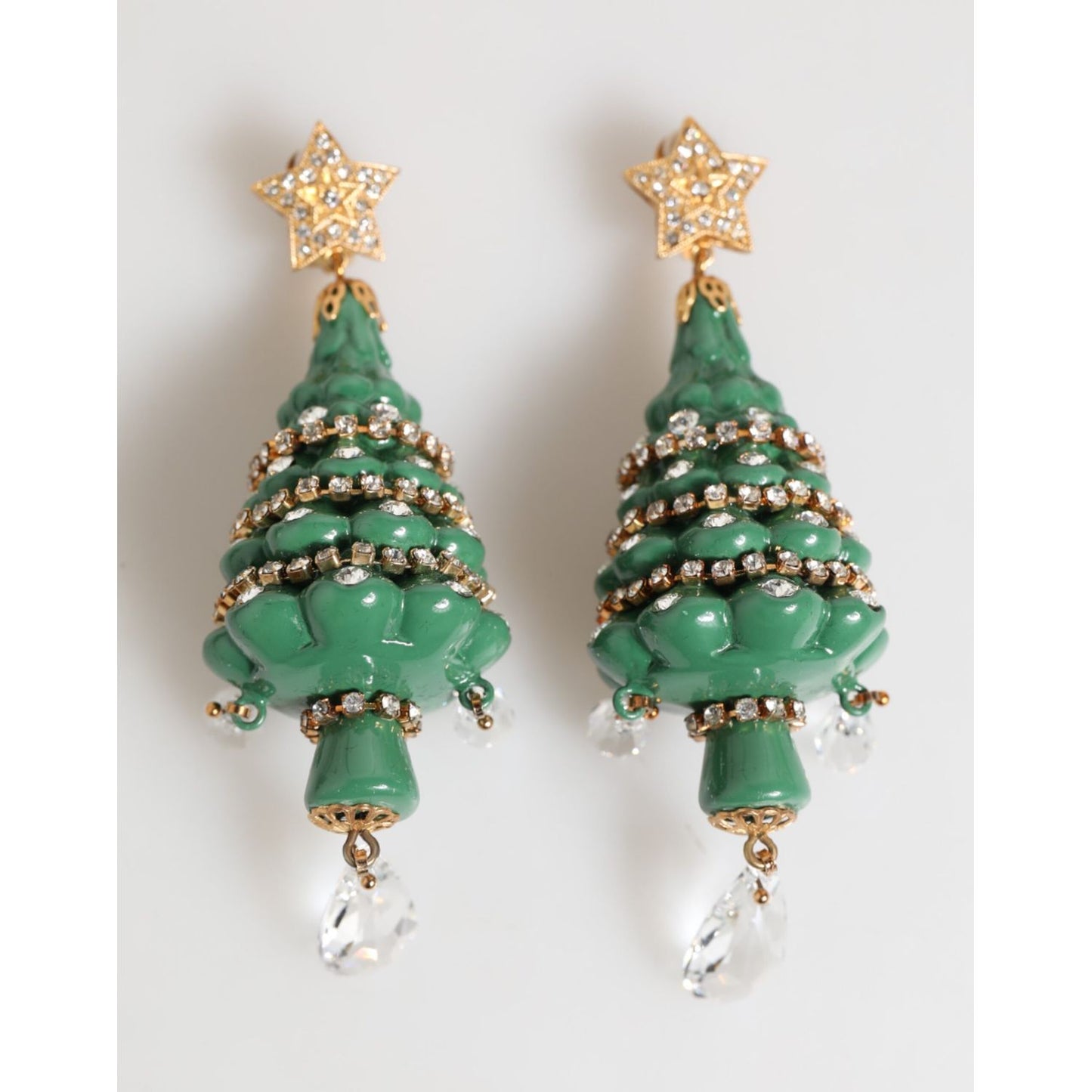 Dolce & Gabbana Gold Brass Multicolour Christmas Tree Earrings