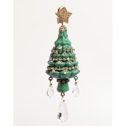 Dolce & Gabbana Gold Brass Multicolour Christmas Tree Earrings