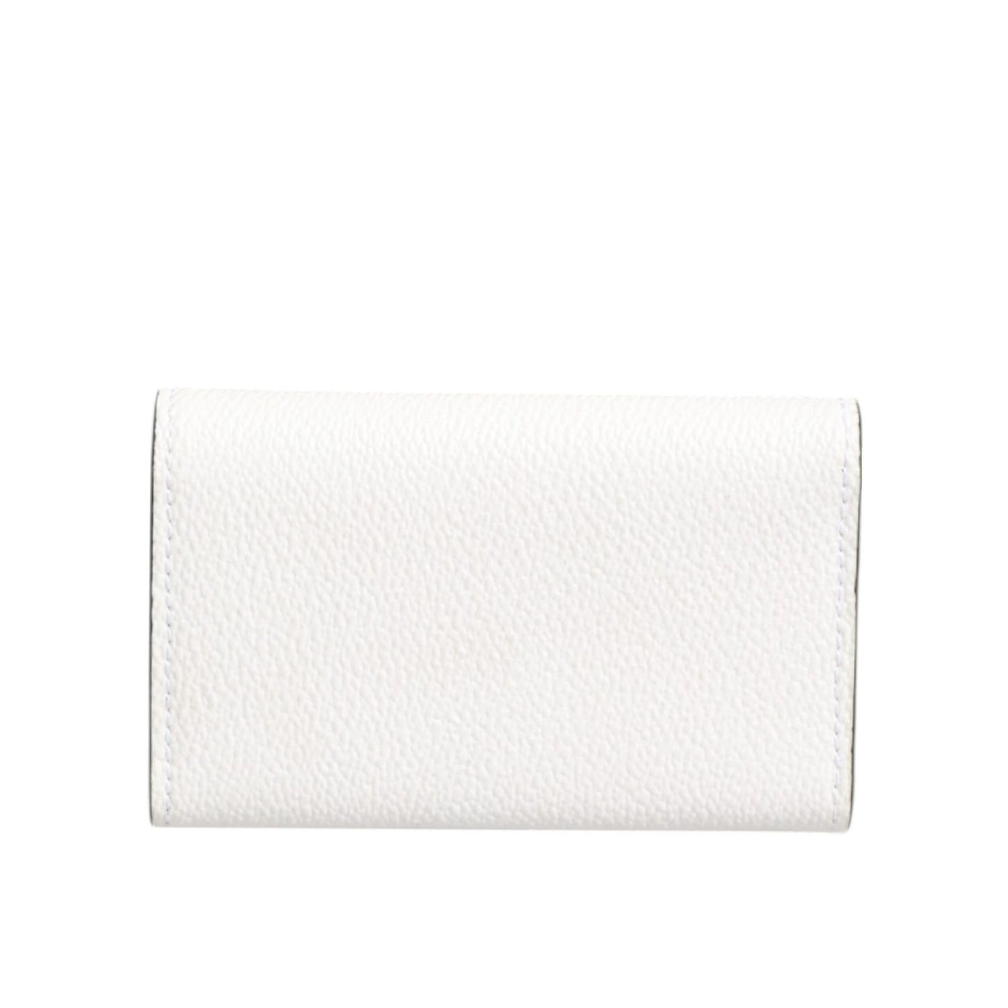 Dolce & Gabbana White Leather Card Case Holder Wallet Gold Logo Plate  Key Holder