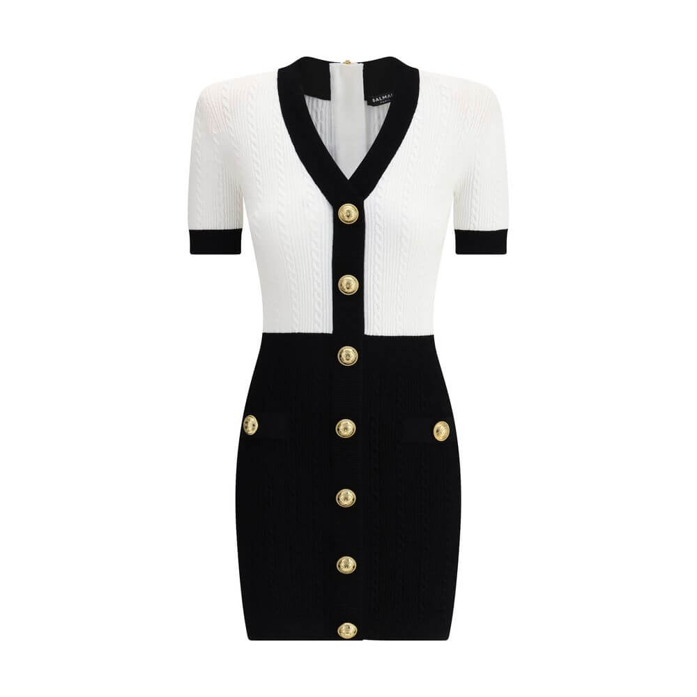 Balmain Braided pattern midi Dress
