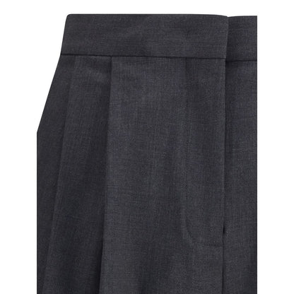 Fabiana Filippi Gray Fleece Wool Casual Pants with dart detail and front zipper closure.