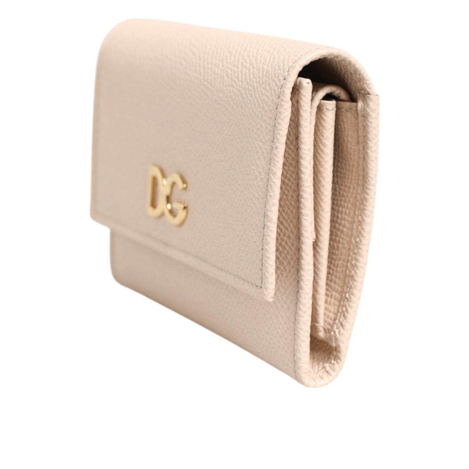 Dolce & Gabbana Light Pink Calf Leather DG Logo French Flap Wallet