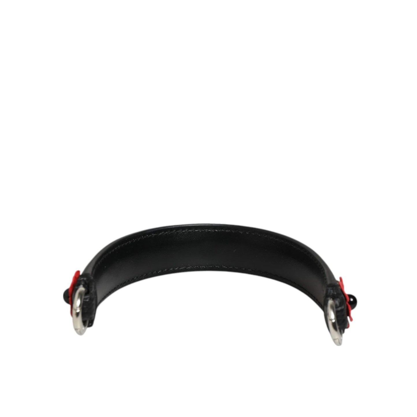 Dolce & Gabbana Black Embellished Leather Bag Handle Women Shoulder Strap