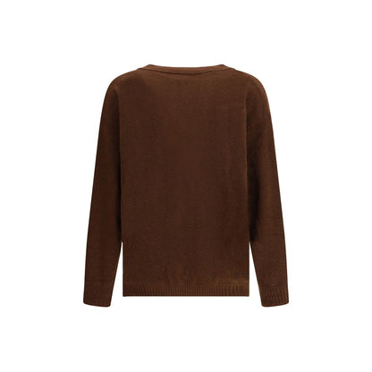 Back view of Laneus Brown Cashmere Cardigan showcasing soft, oversized design for a sophisticated and casual look.