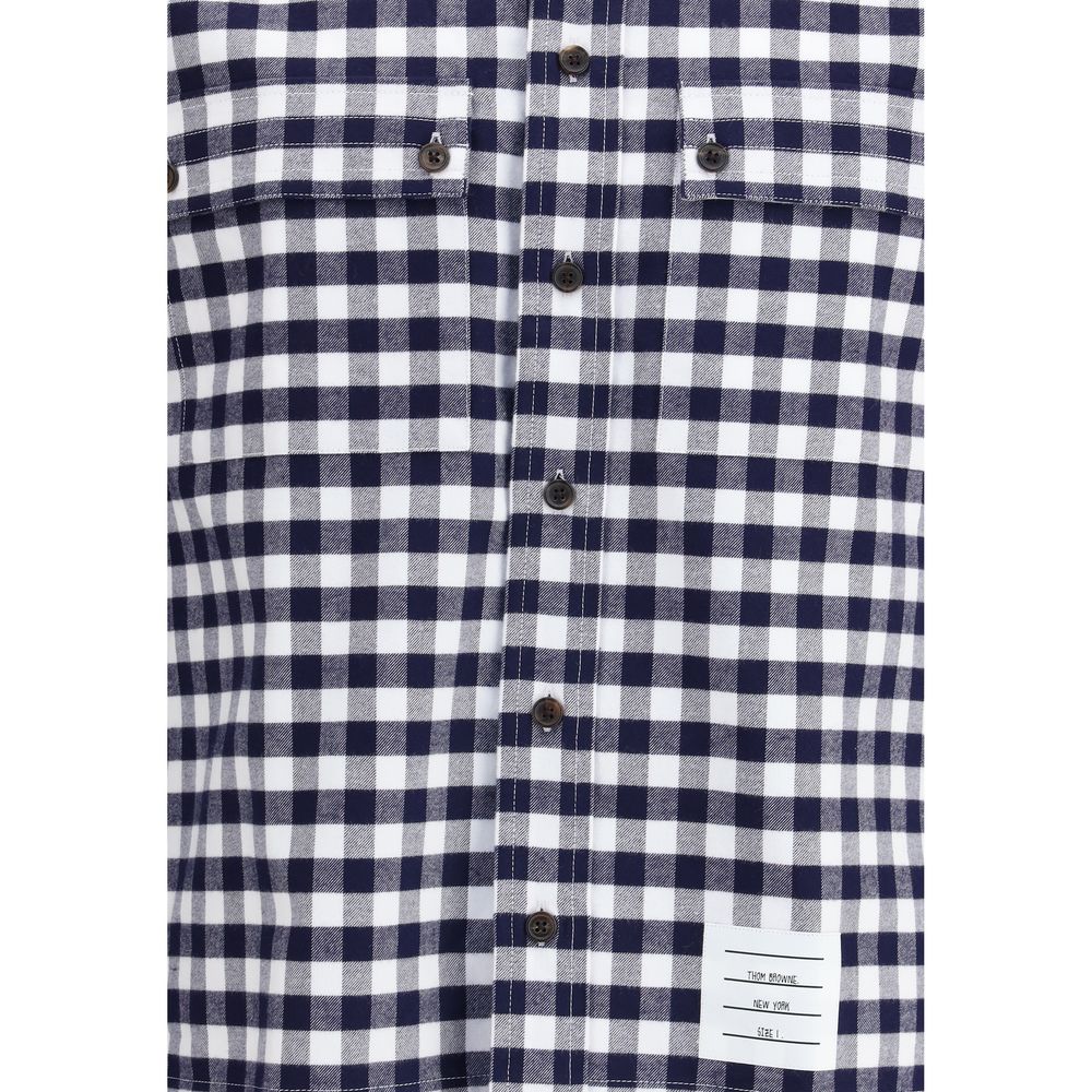 Thom Browne Multicolor Cotton Pattern Shirt with classic collar and distinctive patch, showcasing vichy flannel check design.