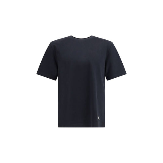 Maison Kitsuné Black Cotton T-Shirt with logo patch and ribbed crew neck, perfect for casual looks, made from soft cotton.