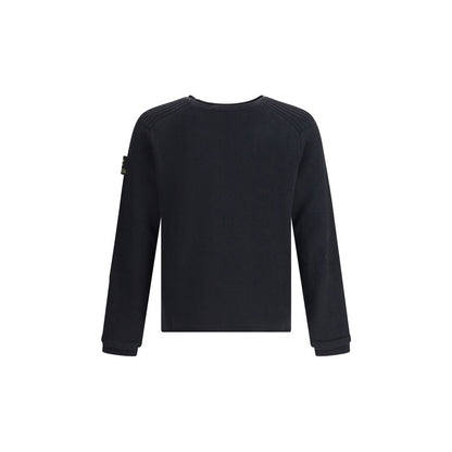 Rear view of Premiata Black Merino Wool Sweatshirt with ribbed cuffs and side logo patch.
