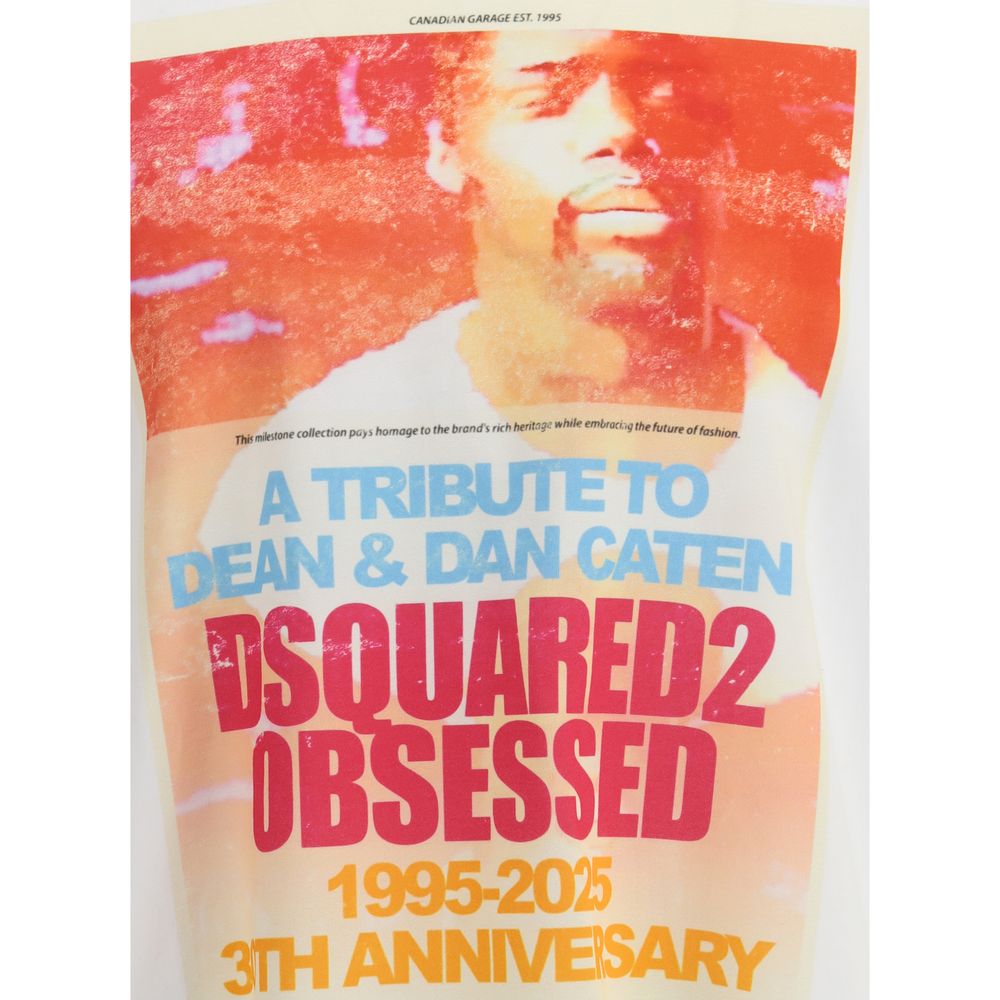 Alt Tag: Dsquared² tribute to Dean and Dan Caten 30th anniversary graphic on T-shirt