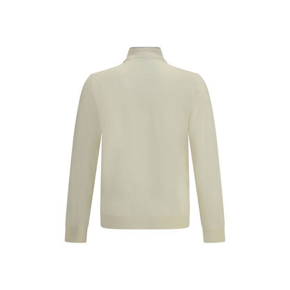 Cruna Cream Wool Turtleneck showcasing the back view with a high ribbed collar and elegant design, perfect for autumn winter fashion.