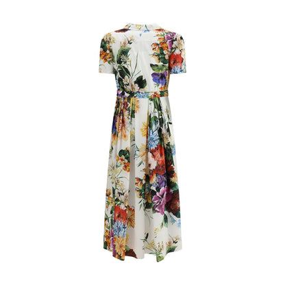 Dolce & Gabbana Multicolor Cotton Casual Dress with floral print and pleats for an elegant feminine look.