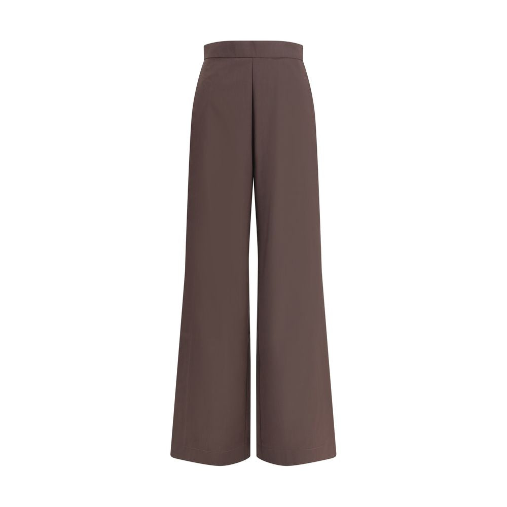 Di Stavnitser Brown Fleece Wool Casual Pants with side zipper and wide leg design for elegant movement in AW25 collection.