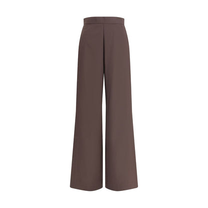 Di Stavnitser Brown Fleece Wool Casual Pants with side zipper and wide leg design for elegant movement in AW25 collection.