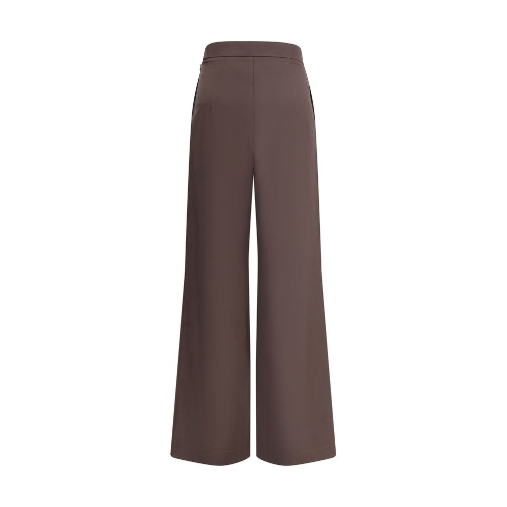 Di Stavnitser Brown Fleece Wool Casual Pants with wide leg design and side zipper, perfect for a sophisticated and contemporary look.