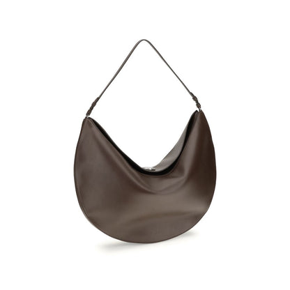 Jacquemus Brown Calf Leather Bos Taurus Shoulder Bag - elegant large hobo bag with slim strap and embossed logo.