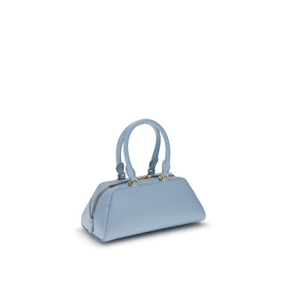 Givenchy Light Blue Calf Leather Bos Taurus Handbag with gold-finished details and adjustable strap.