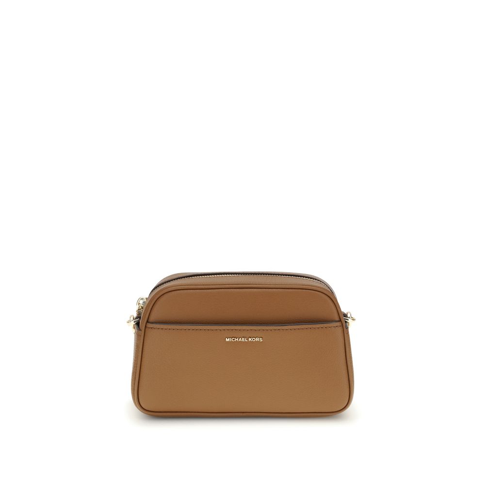 Michael Kors Brown Calf Leather Bos Taurus Shoulder Bag with adjustable strap and gold-tone metal details.