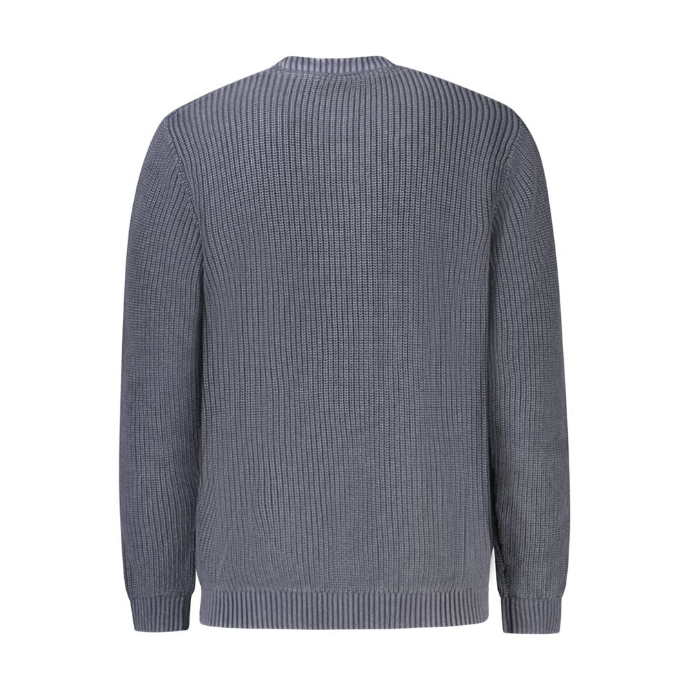 Back view of Pepe Jeans Blue Cotton Men Sweater made from sustainable cotton, showcasing eco-conscious design and comfort.