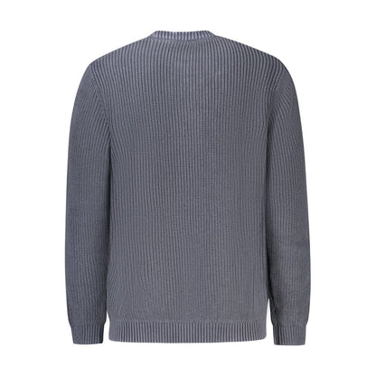 Back view of Pepe Jeans Blue Cotton Men Sweater made from sustainable cotton, showcasing eco-conscious design and comfort.