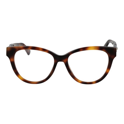 Longchamp Brown Acetate Glasses (Frames) with butterfly style and full-rim design for women.