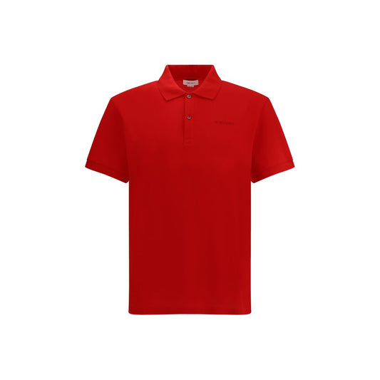 Alexander McQueen Red Cotton Polo Shirt with embroidered logo, Italian-style collar, jersey piqué fabric, 100% cotton, AW25 season.