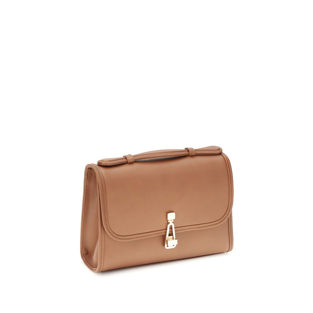 Gabriela Hearst Brown Leather Shoulder Bag, Leonora satchel-style with top handle and crossbody strap, AW25 collection.