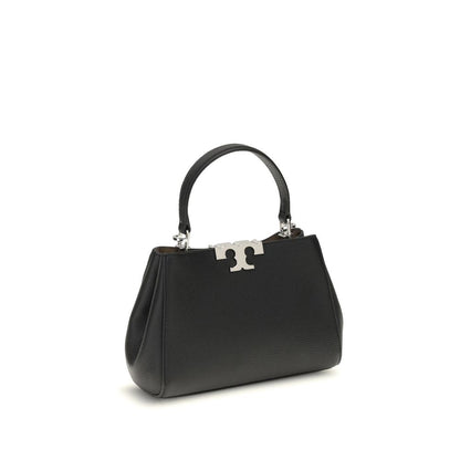 Tory Burch Black Calf Leather Bos Taurus Handbag, mini satchel, pebbled leather, top handle, adjustable strap.