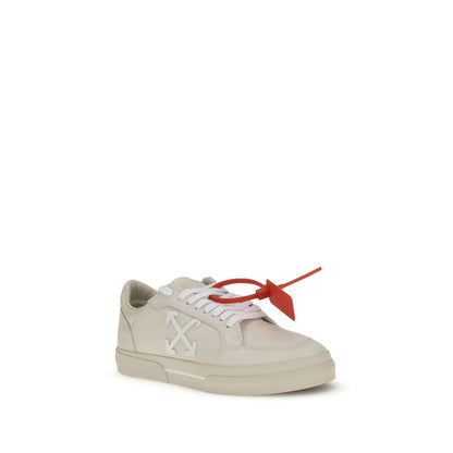 Off-White Beige Leather Low Top Sneakers